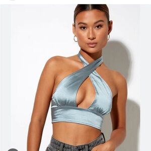 Motel Halter Top Light Blue